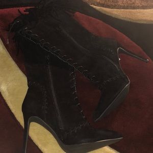 Mid calf fringe boots